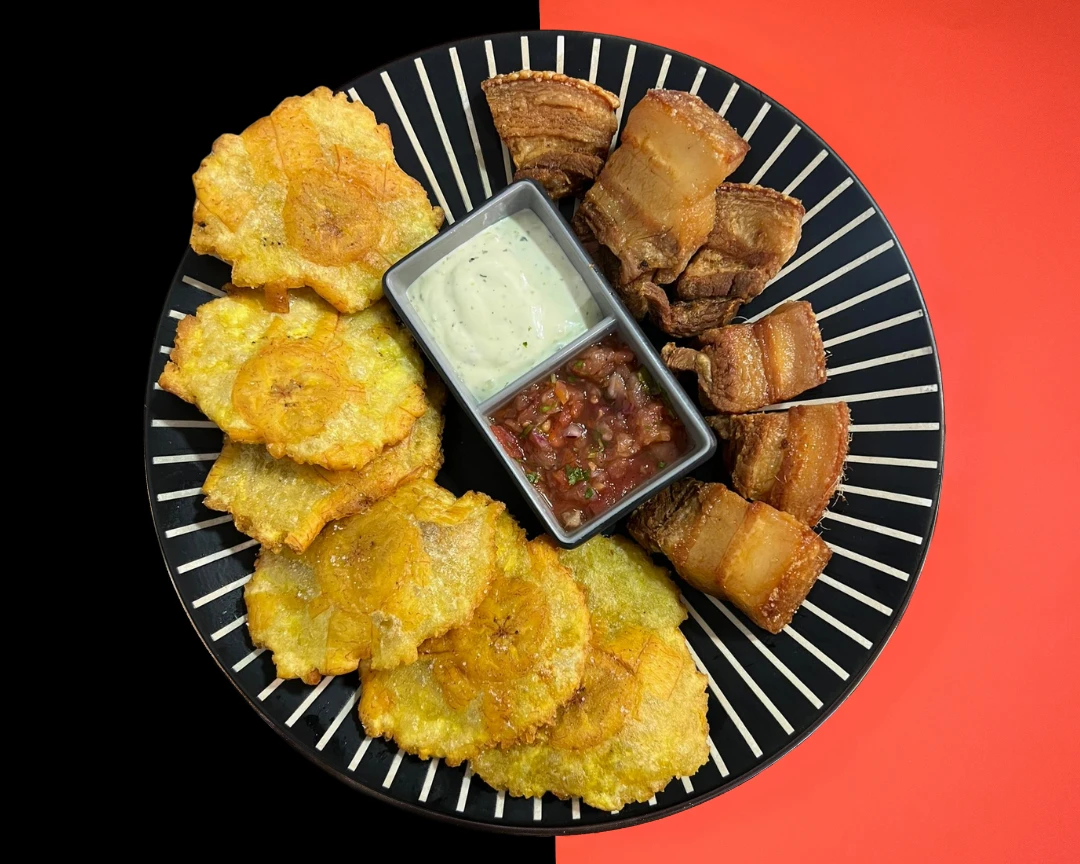 Patacones with Crispy Pork Belly